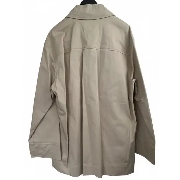 Mango Cotton Blend Oversized Overshirt with Pockets Beige NWT Small - Picture 5 of 8